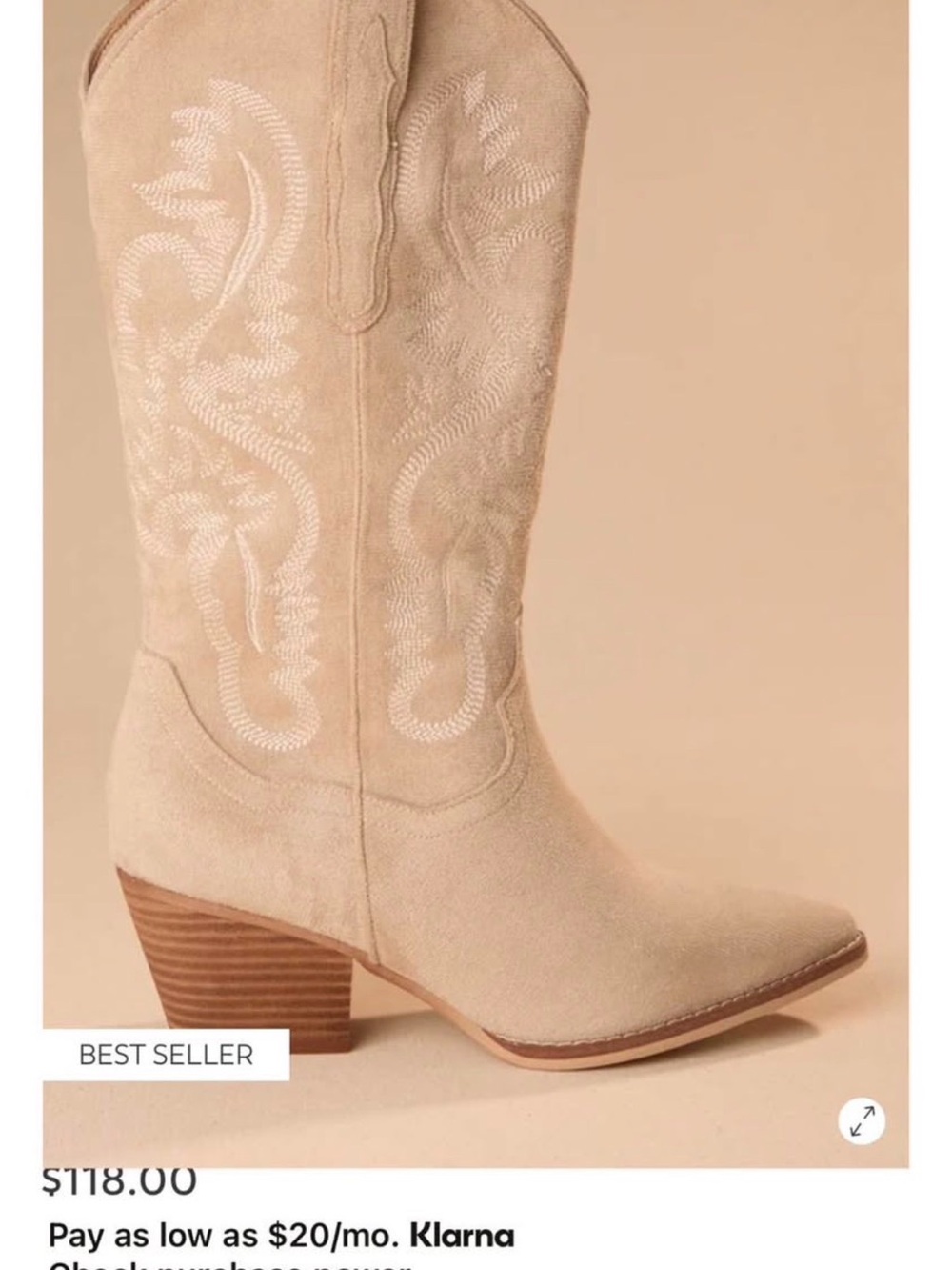Altar'd State Cream Suede Western Heeled Boot